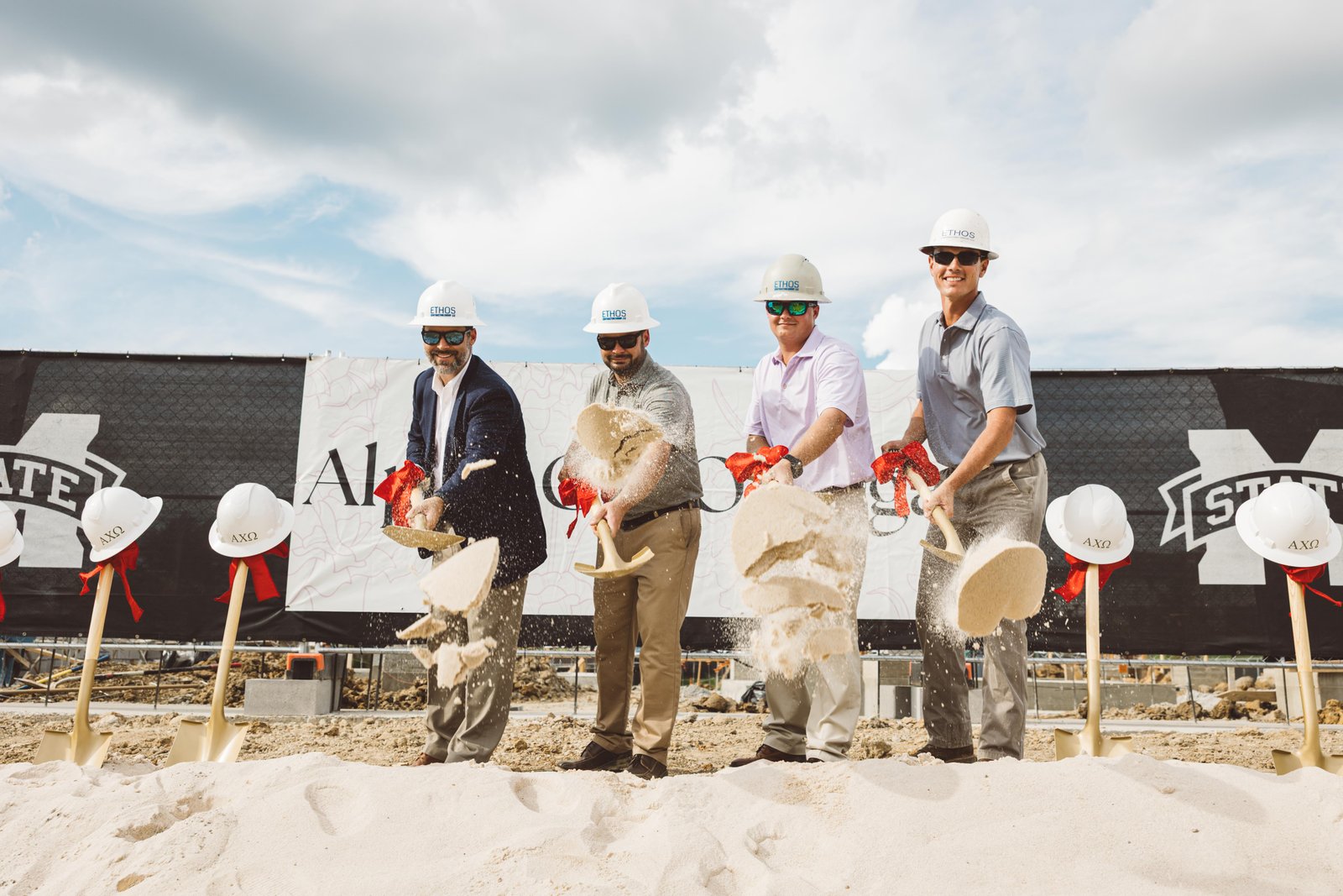 Ethos Contracting Group team at the Alpha Chi Omega groundbreaking ceremony